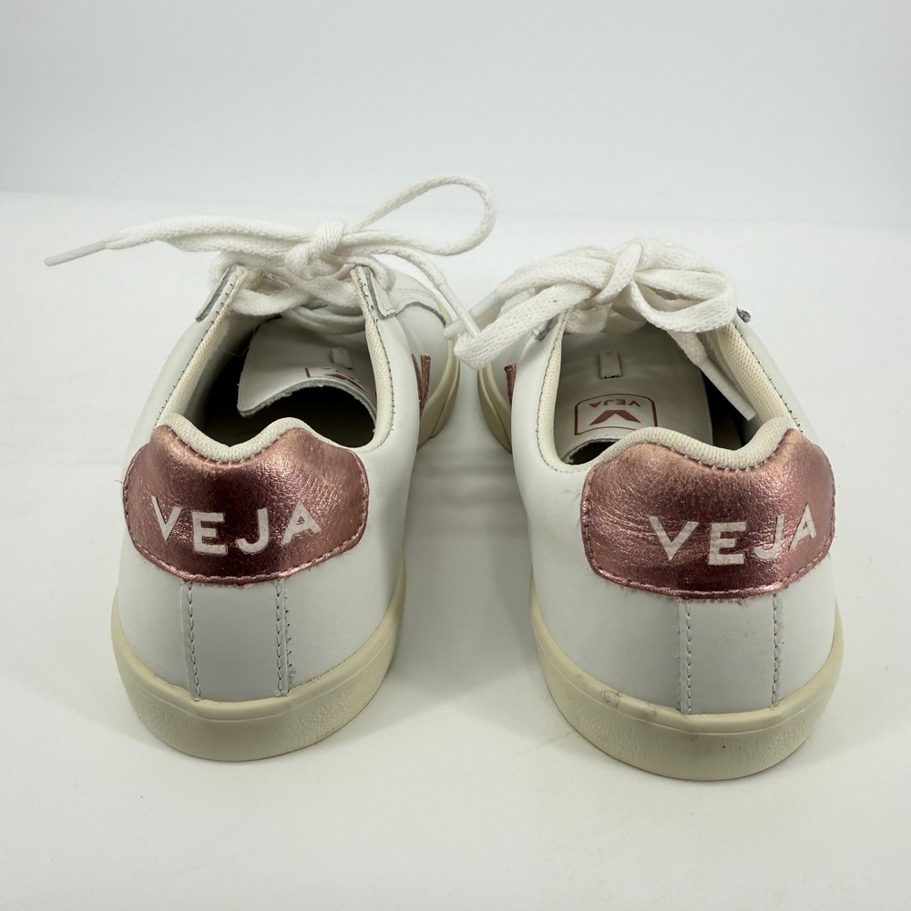 Veja Esplar Sneakers Womens White Metallic Pink Leather Low Top Good Condition - Picture 5 of 8